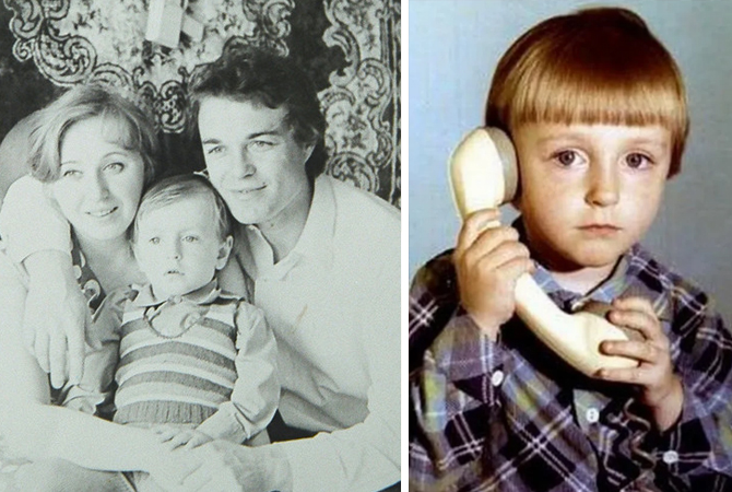 Сергей Безруков в детстве. Слева с родителями